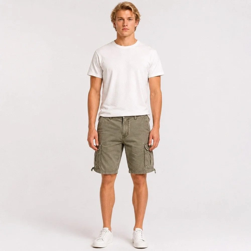 Abercrombie & Fitch AF Cargo Shorts Gray Military Utility Cotton Grunge *SZ 32